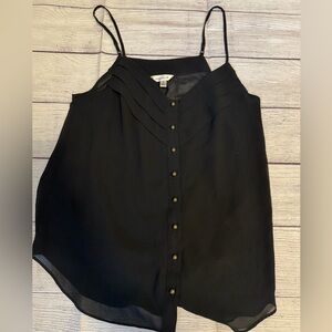 Women's Elegant Black Button-Front Tank Top